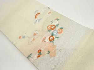 綴れ雲に松・花々模様織出し名古屋帯